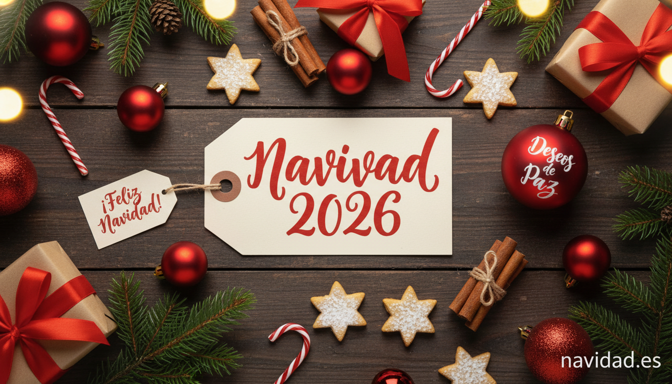 Felicitaciones navideñas para WhatsApp: las más originales y graciosas 9 Felicitación navideña horizontal con adornos y texto Navidad 2026