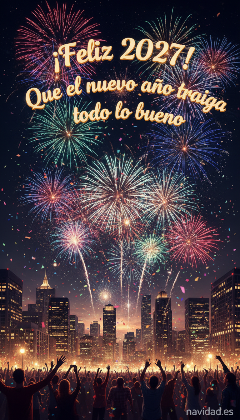 Felicitaciones navideñas para WhatsApp: las más originales y graciosas 10 Felicitación de Año Nuevo 2027 con fuegos artificiales sobre la ciudad