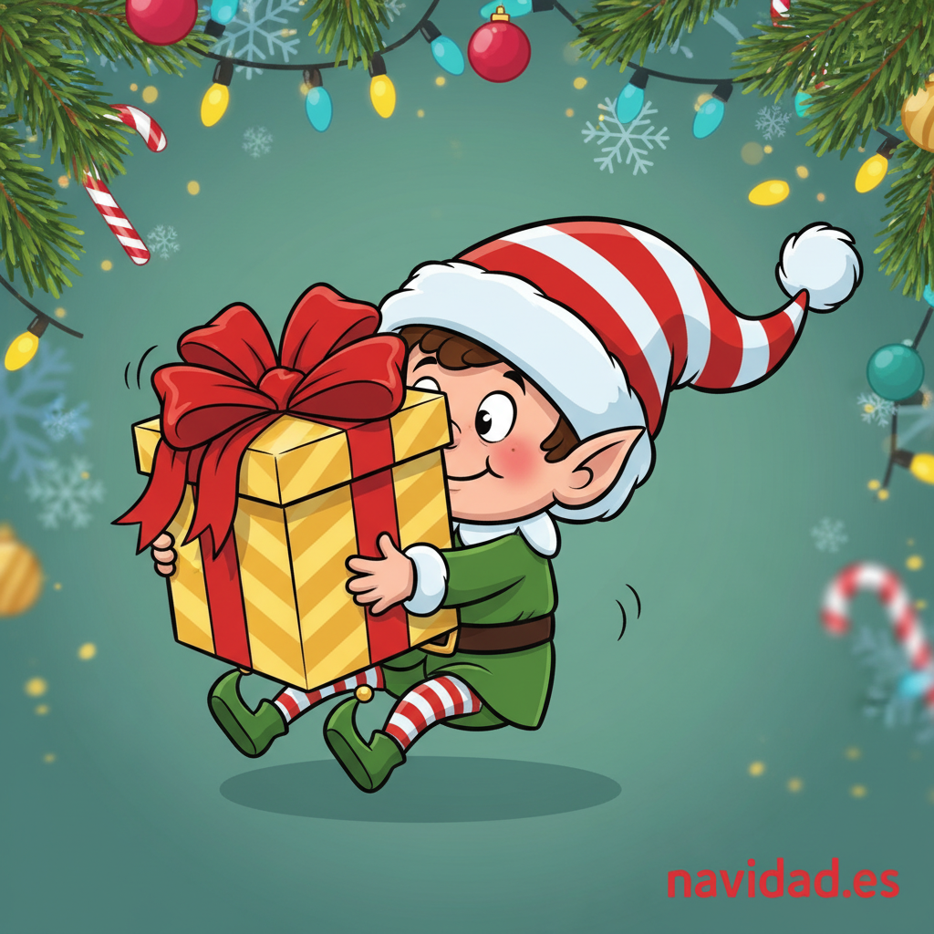 Felicitaciones de Navidad graciosas 2026 para enviar por Facebook y WhatsApp 8 Elfo gracioso con gorro gigante Navidad 2026