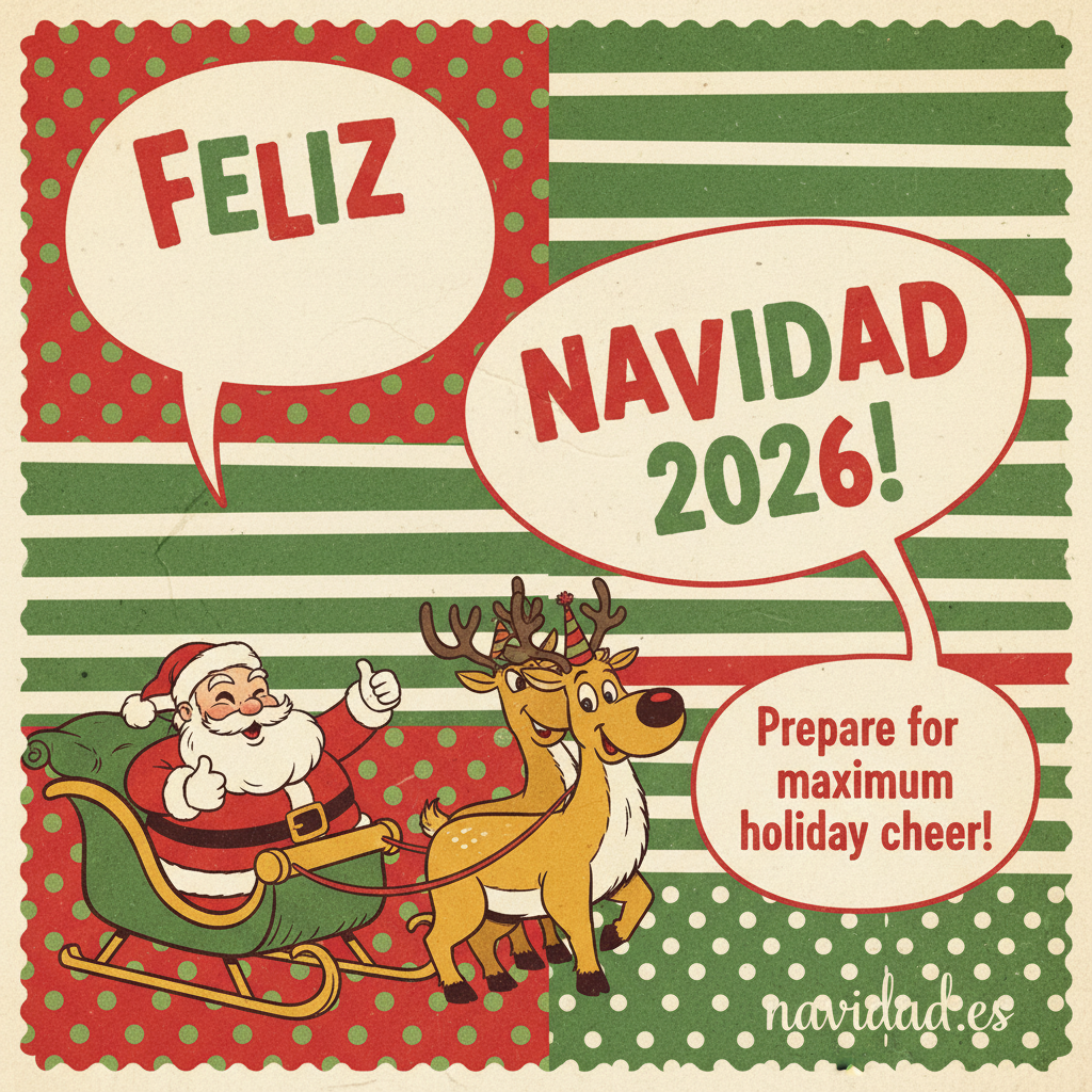 Felicitaciones de Navidad graciosas 2026 para enviar por Facebook y WhatsApp 11 Postal retro graciosa Feliz Navidad 2026