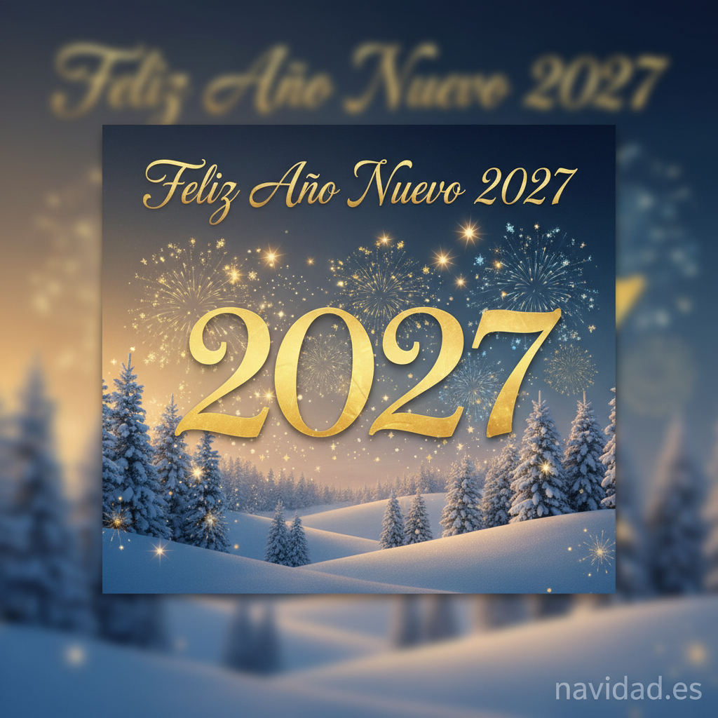 Tarjeta Feliz Año Nuevo 2027 elegante para WhatsApp