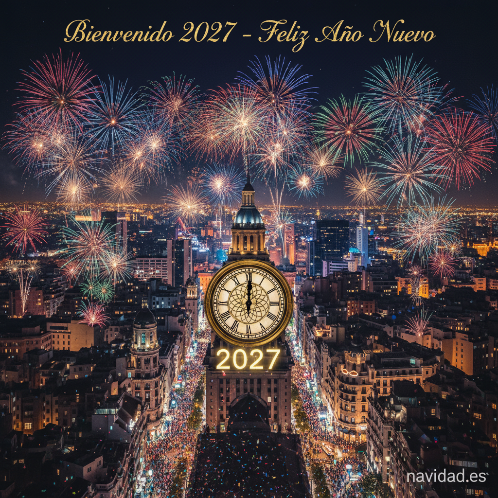 Imagen espectacular fuegos artificiales Año Nuevo 2027