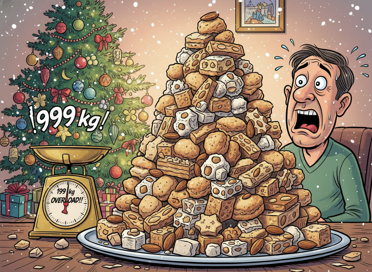 Humor navideño sobre los excesos y kilos de las fiestas de Navidad