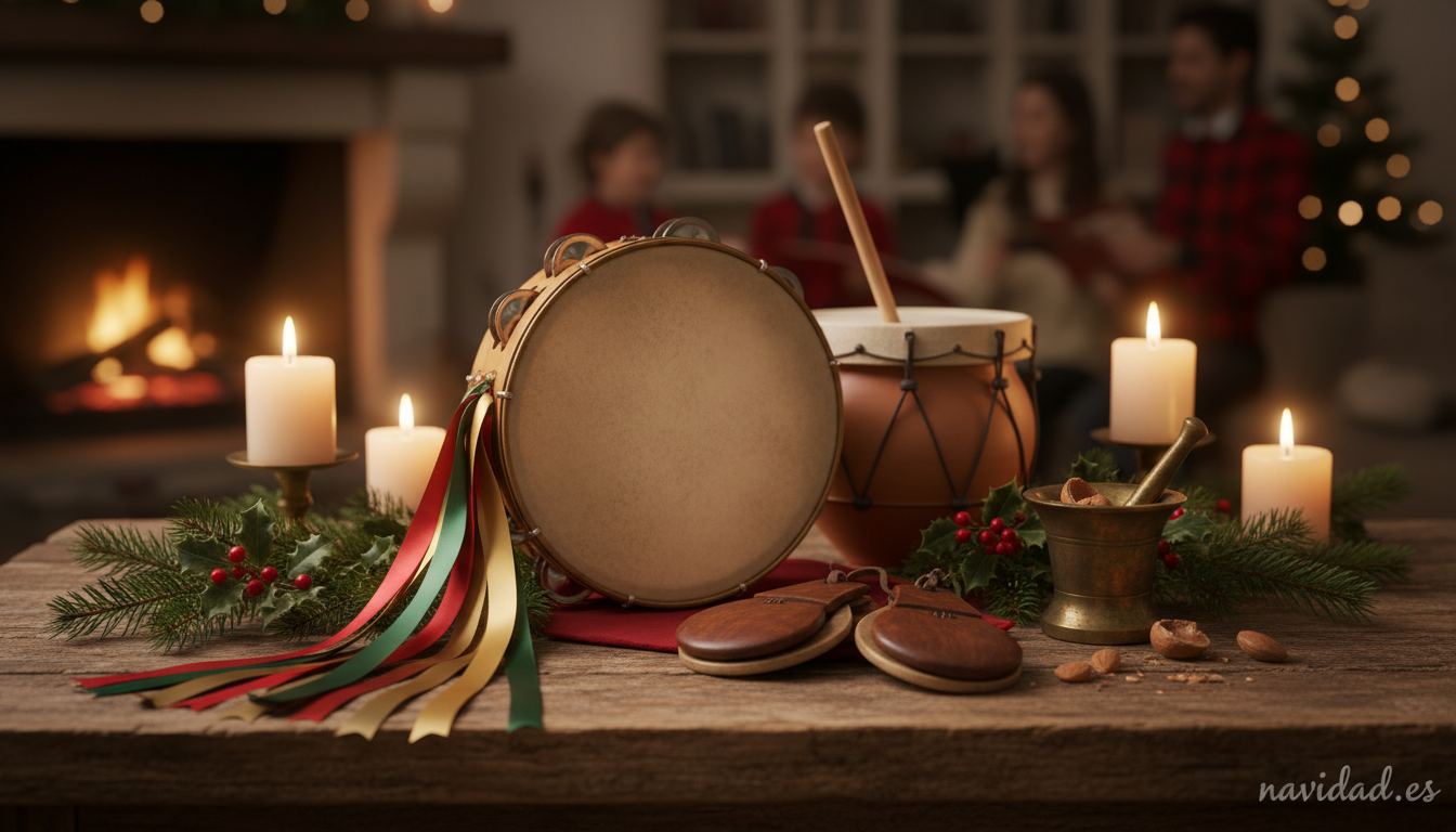 Instrumentos tradicionales para cantar villancicos populares españoles