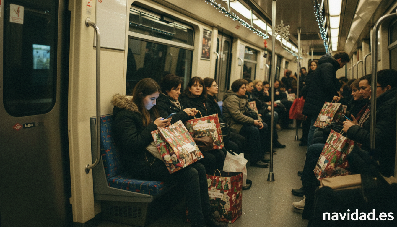 Metro de Madrid en Navidad 2026: horarios y refuerzo de servicios 1 Interior de un vagon del metro de Madrid durante la Navidad