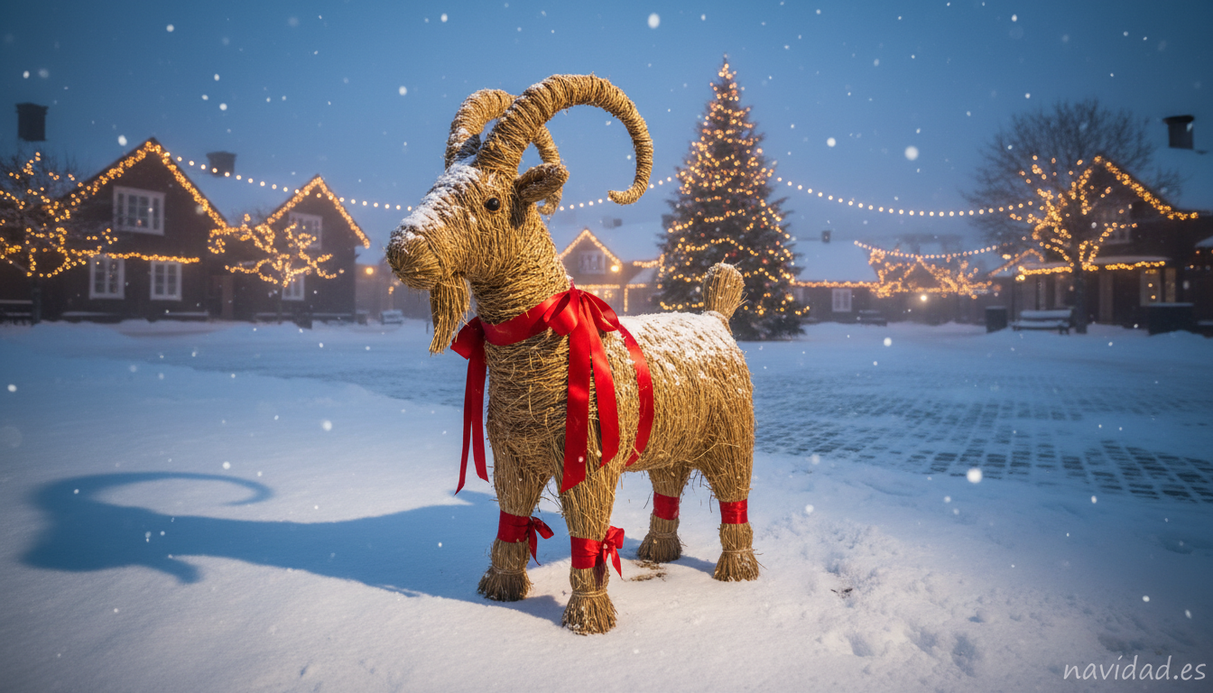 Julebukk o cabra de Yule de paja, símbolo navideño de la tradición nórdica
