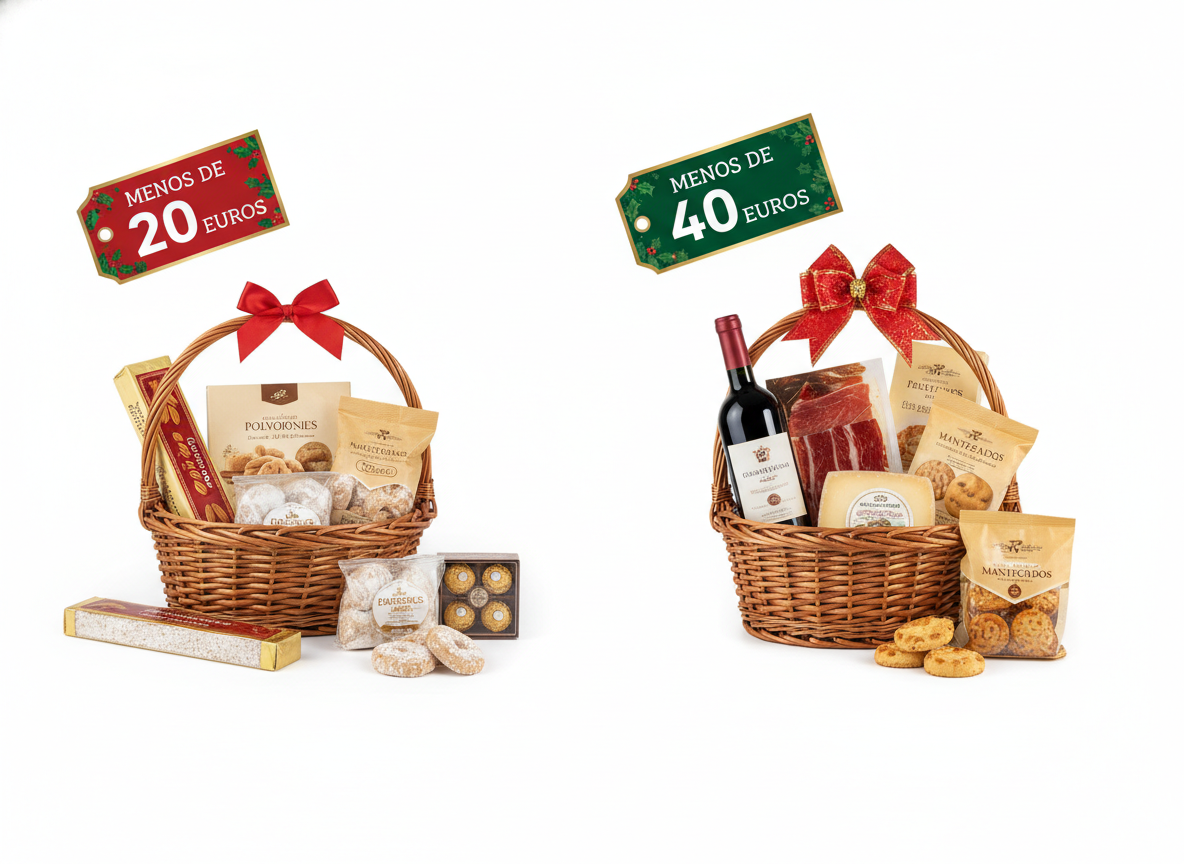 Cestas y lotes de Navidad baratos: guía para comprar low cost en 2026 2 Comparativa de lotes de Navidad baratos a distintos precios con productos navideños