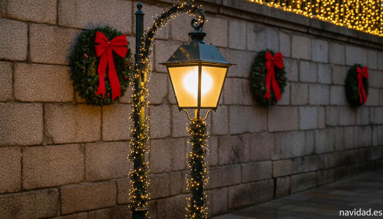 Luces de Navidad en Vigo: de la sobriedad de 2007 al mayor alumbrado de España 1 Detalle de farola con luces LED navideñas en Vigo