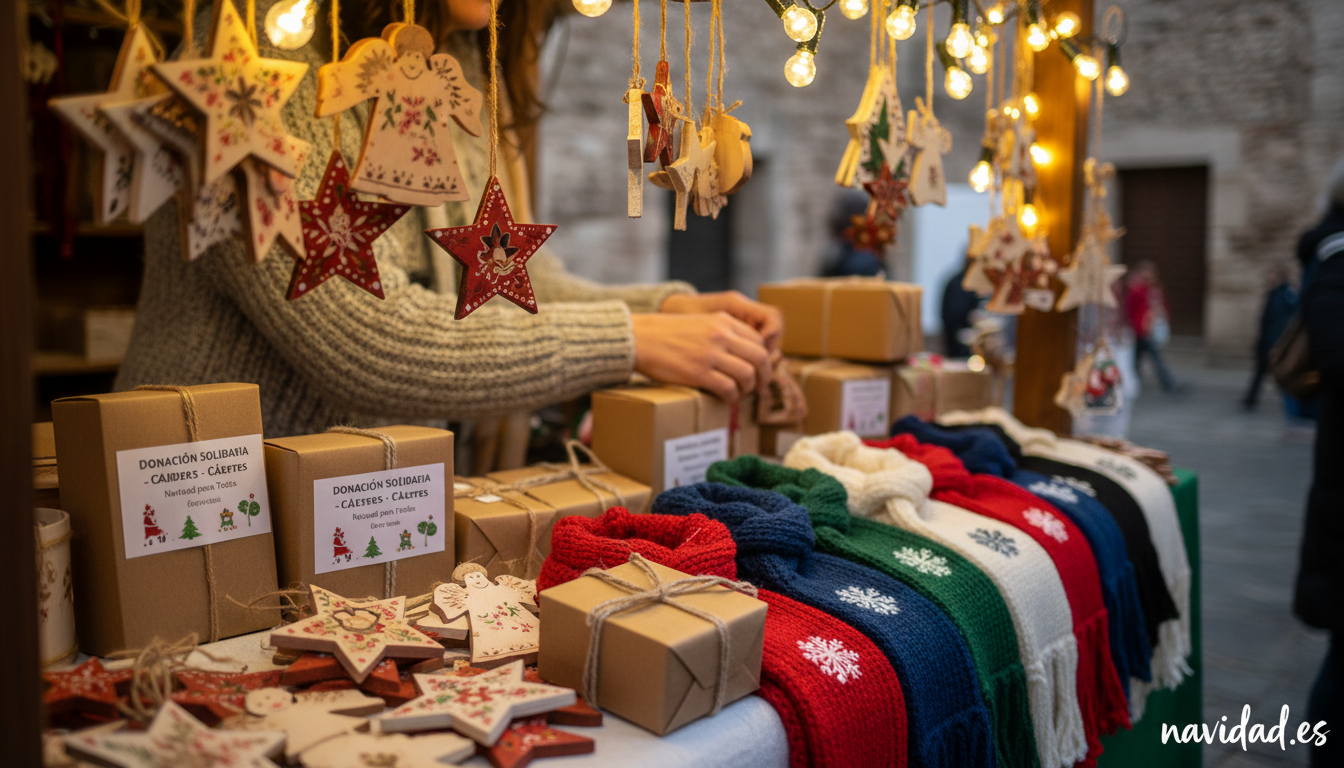 Mercadillo solidario navideno en Caceres con artesania local y donaciones