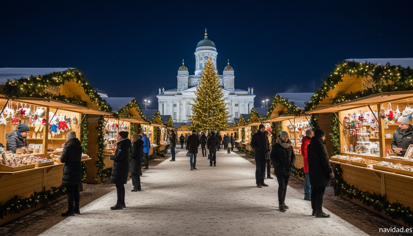 Mercado de Navidad de Helsinki (Tuomaan markkinat) en la Plaza del Senado