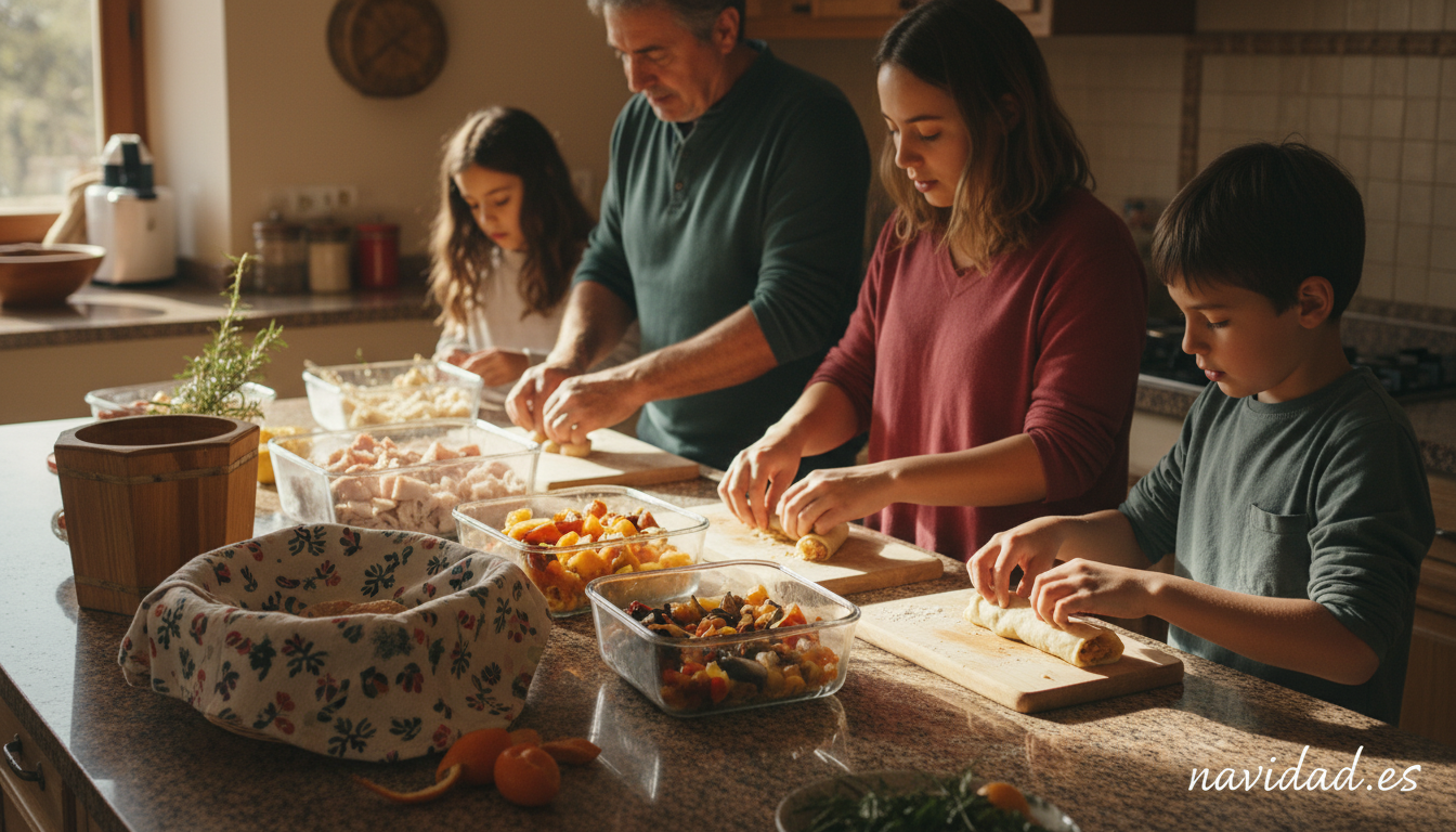 Cocina reutilizando restos de comida navidena de forma sostenible