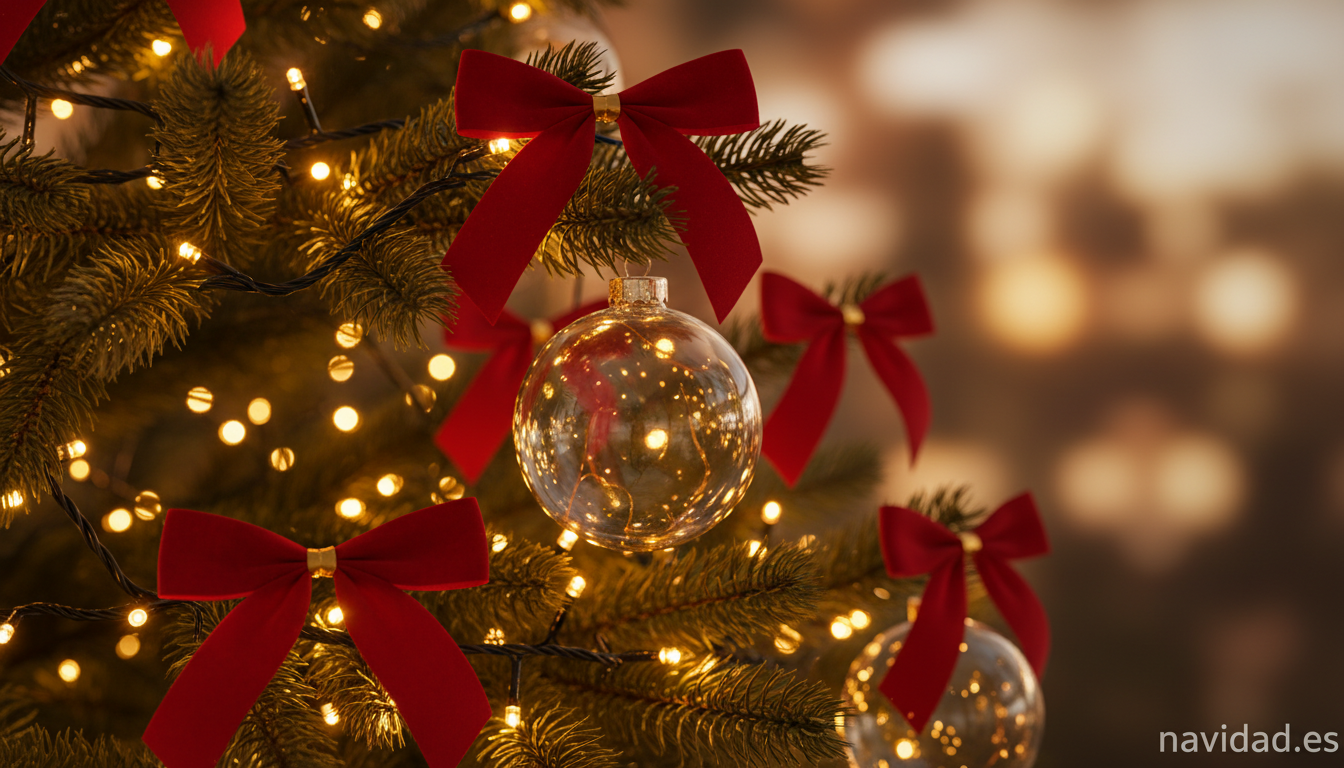 Árbol de Navidad de la Casa Blanca 2026: historia, tradición y ceremonia 1 Detalle de una rama de abeto con luces LED doradas y ornamentos navideños