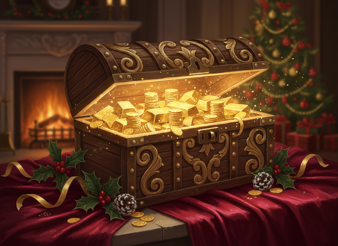 Cofre con oro, el regalo de los Reyes Magos que simboliza la realeza de Jesús
