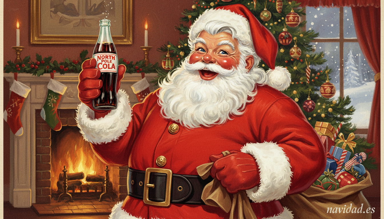 Papá Noel en el estilo clásico de la publicidad de los años 30, origen de su imagen actual