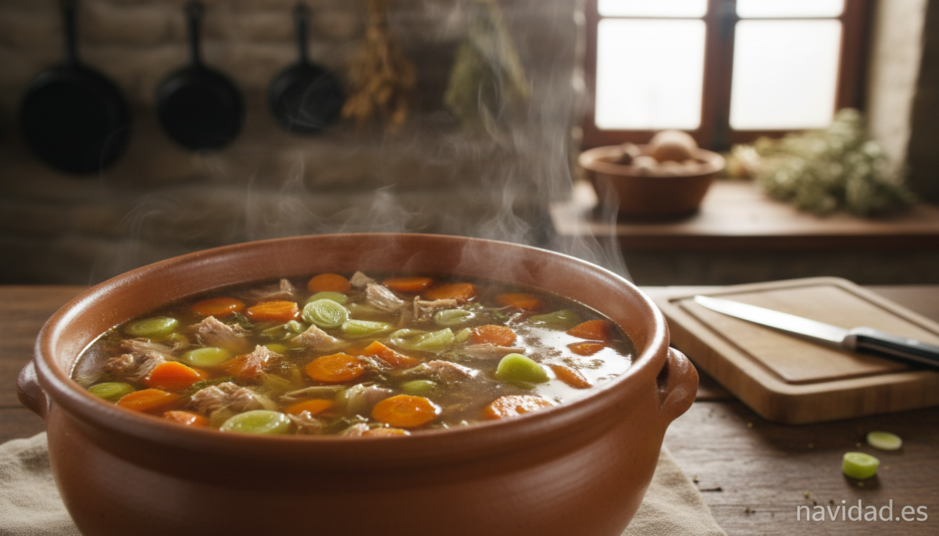 Caldo de pavo casero dorado con verduras para rociar el asado