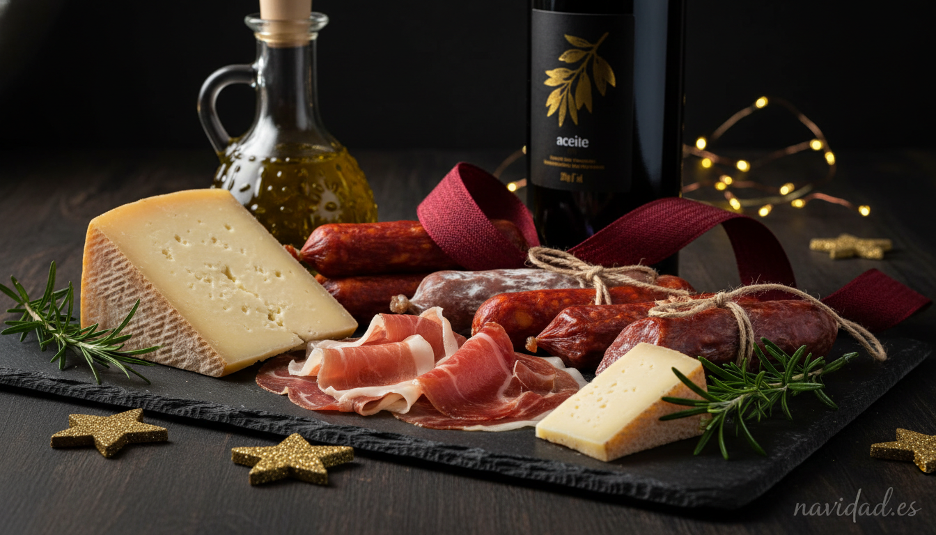 Cestas de Navidad para empresas 2026: guía completa para acertar 1 Productos gourmet ibéricos para cestas navideñas corporativas: jamón, queso y vino