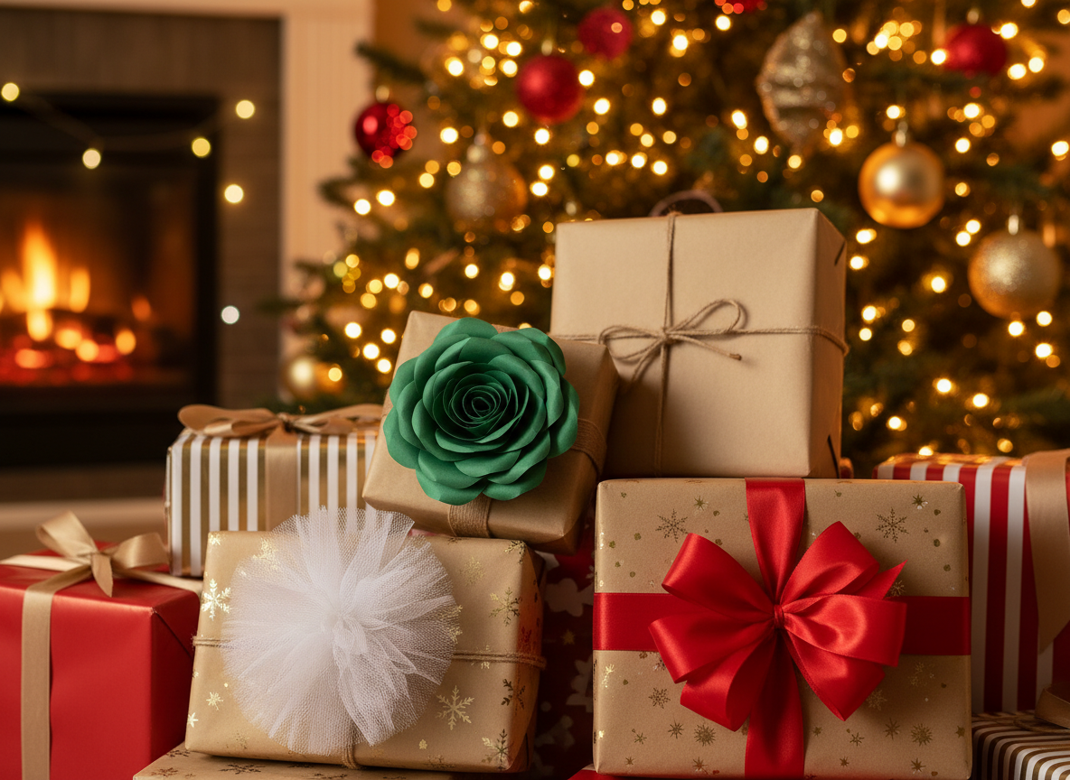 8 lazos originales para envolver regalos de Navidad (tutoriales DIY) 3 Regalos de Navidad con lazos artesanales originales bajo el árbol