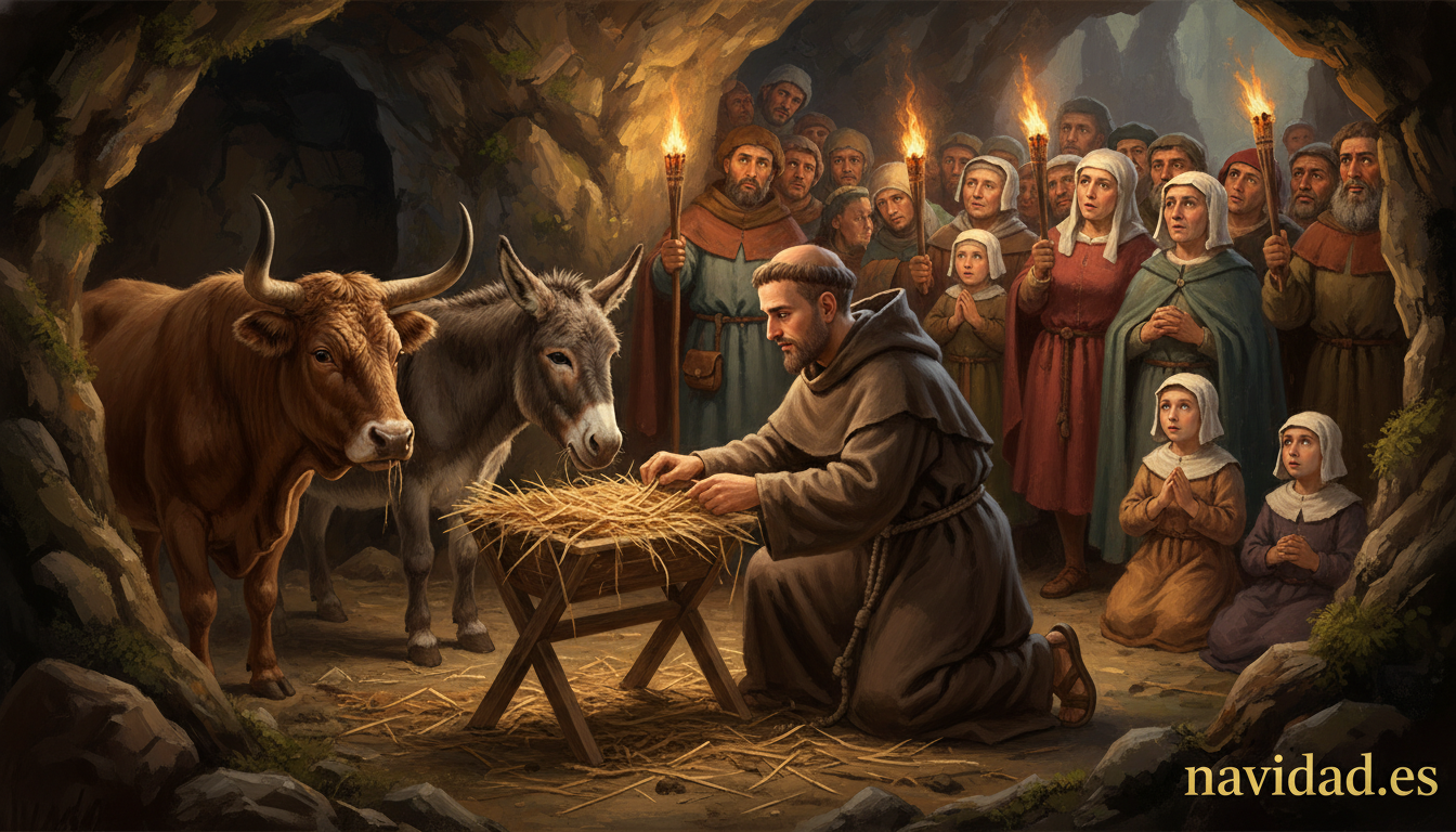 Historia de la Navidad: cómo nació cada tradición que conocemos 1 San Francisco de Asís creando el primer belén viviente en Greccio, Italia, 1223