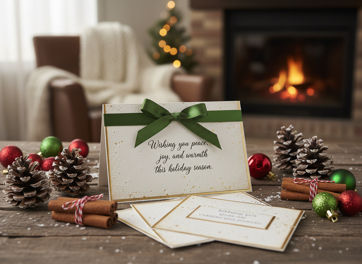 Cómo hacer tarjetas navideñas caseras: tutorial paso a paso 4 Tarjetas navideñas caseras terminadas con lazo