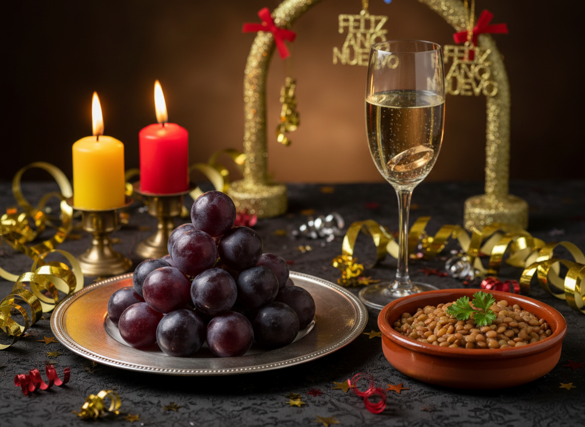 Tradiciones de Nochevieja 2027: uvas, oro y lentejas