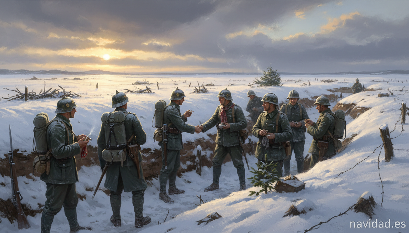 Tregua de Navidad de 1914 inspirada por Noche de Paz en las trincheras