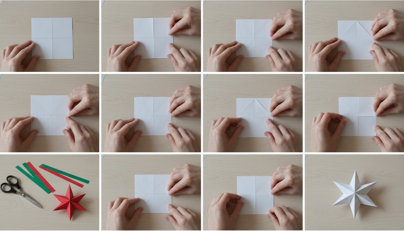 Tutorial origami: doblar papel para hacer una estrella navideña de papel paso a paso