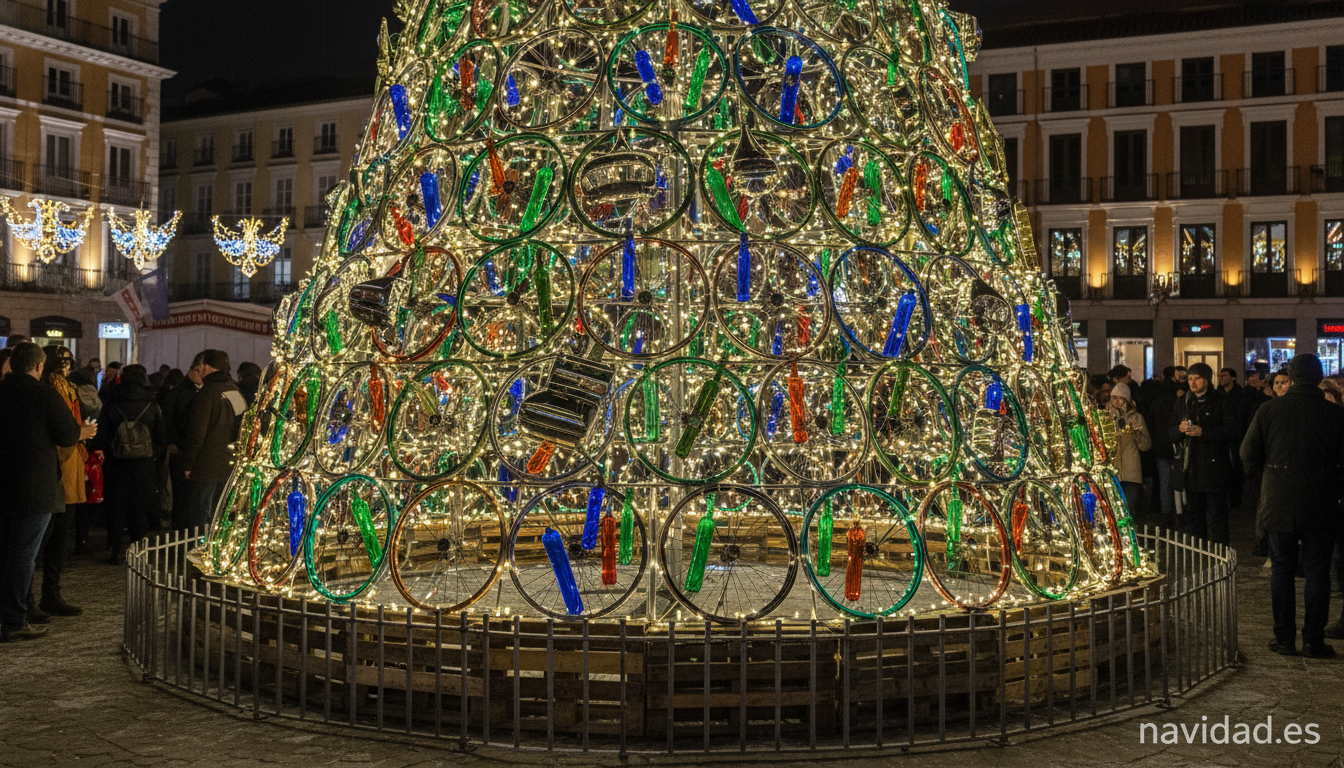 Los árboles de Navidad más raros y originales del mundo 1 Árbol de Navidad construido con materiales reciclados en una plaza
