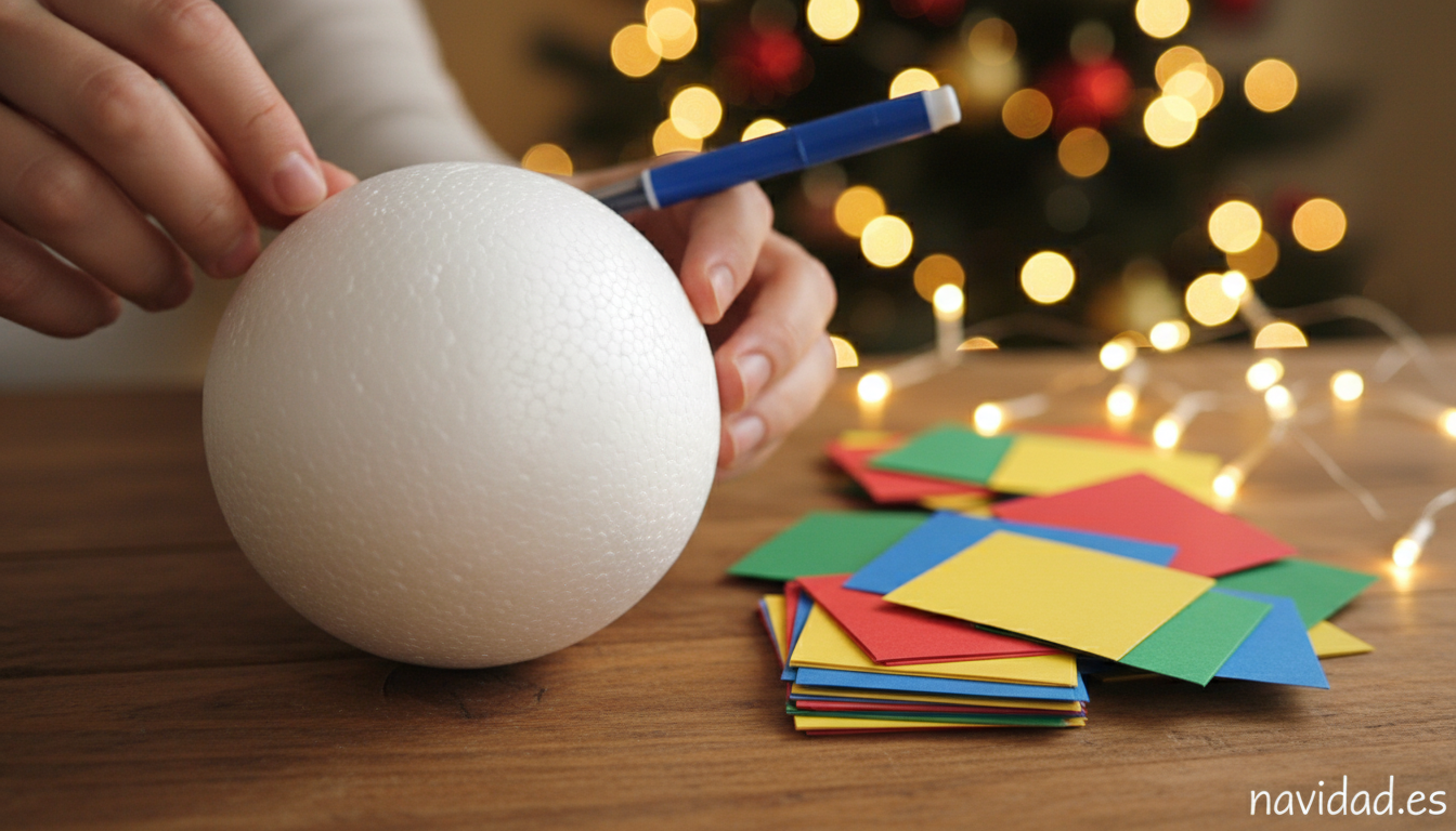 Manualidad bola de corcho para el árbol de Navidad 2026 1 Manualidad bola de corcho para el árbol de Navidad 2026 1