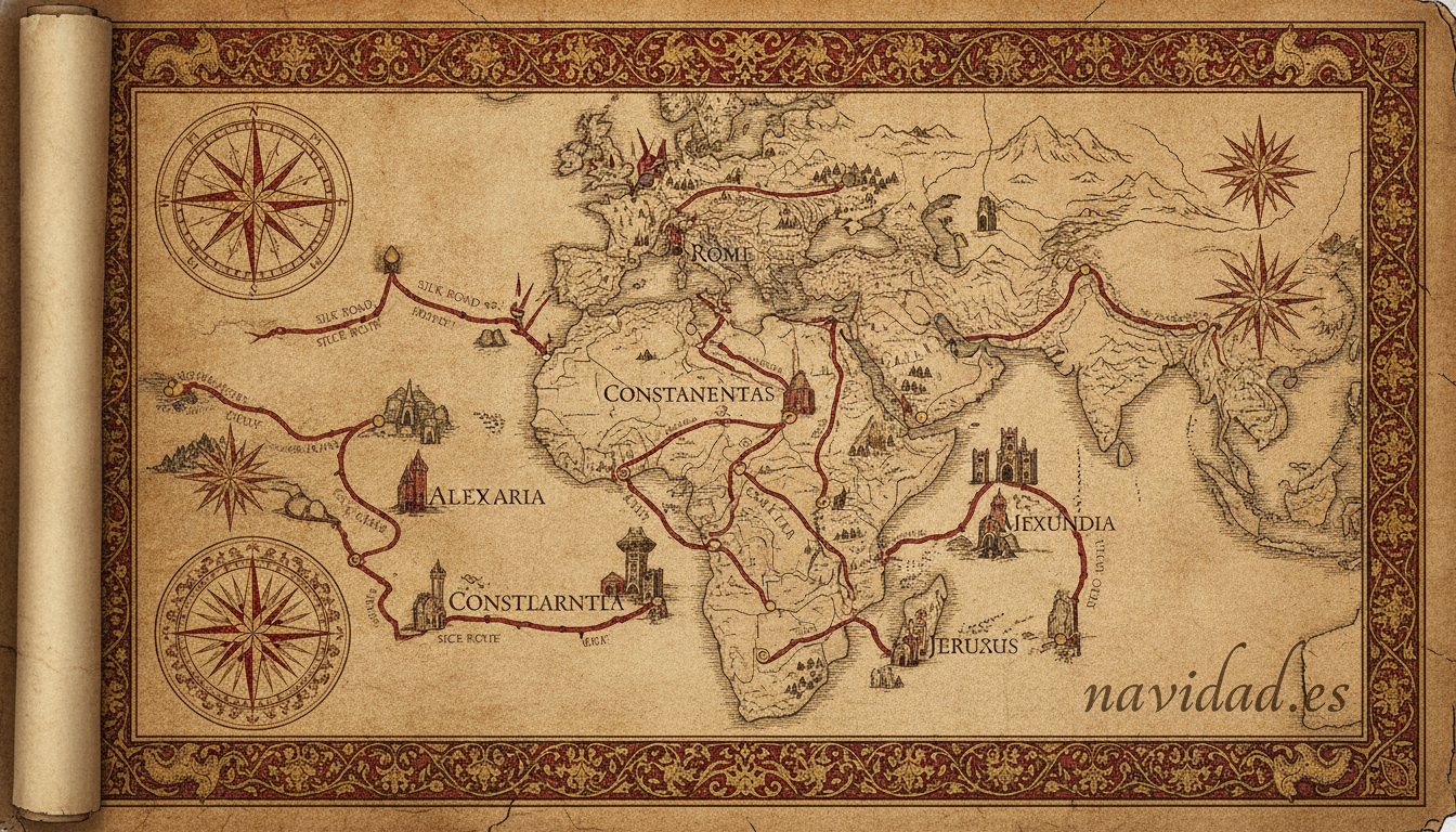 Cómo se fijó el 25 de diciembre como fiesta de Navidad 2 Mapa medieval con las rutas de expansión del cristianismo por el Imperio Romano