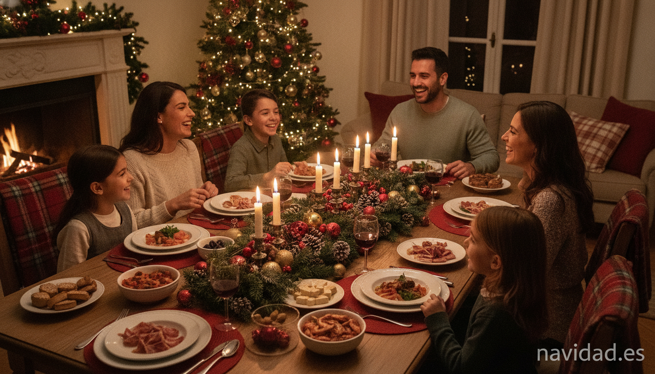 El niño y la Virgen: chiste navideño para toda la familia 1 Familia española reunida en la sobremesa de Nochebuena riendo juntos