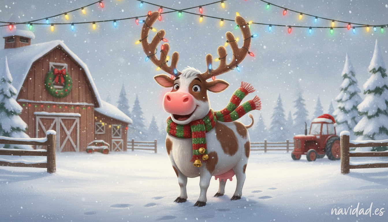 Las ovejas y la vaca decorando la Navidad 2026 2