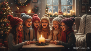 Niños cantando villancicos navideños