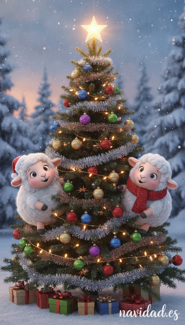 Las ovejas y la vaca decorando la Navidad 2026 3